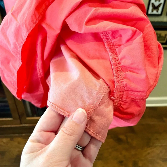 J. Crew Factory plus size knee length tiered ruffled cotton skirt SZ 16 pink - Picture 8 of 10